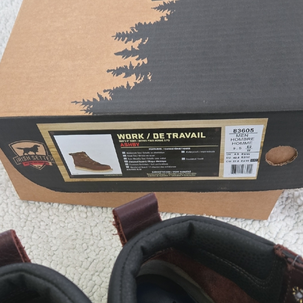 Irish Setter Men's Dark Brown Leather Ashby Soft Toe Boots. Size 9.5 W - Picture 5 of 10